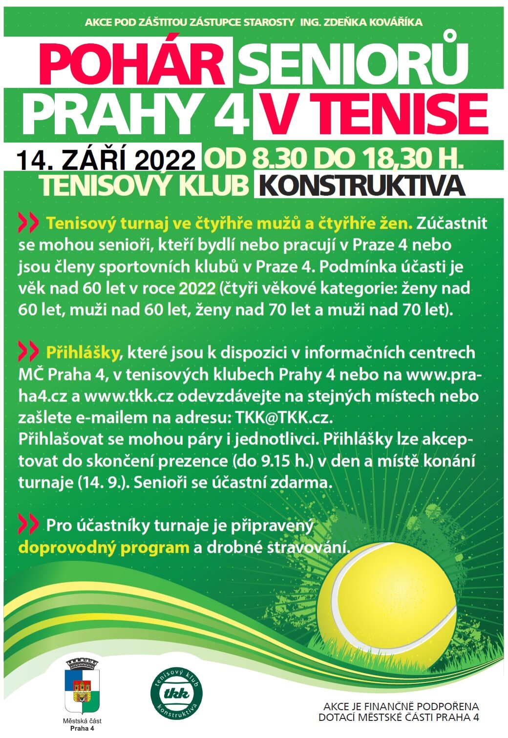 Plakát pohár seniorů Prahy 4 2022