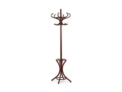 Věšák dřevěný, hnědý lak, pololesk, v. 185 cm