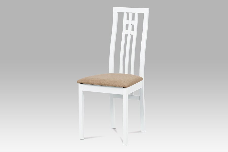 Jídelní židle masiv buk, barva bílá, potah béžový