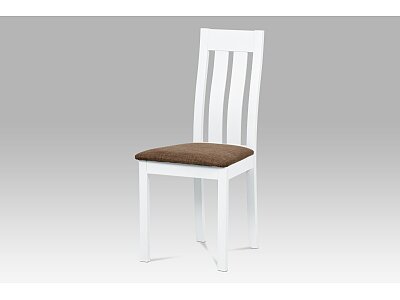 Jídelní židle masiv buk, barva bílá, potah hnědý