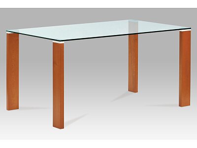 Jídelní stůl 150x90 cm, barva třešeň / sklo