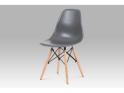 Jídelní židle, plast šedý / masiv buk / kov černý