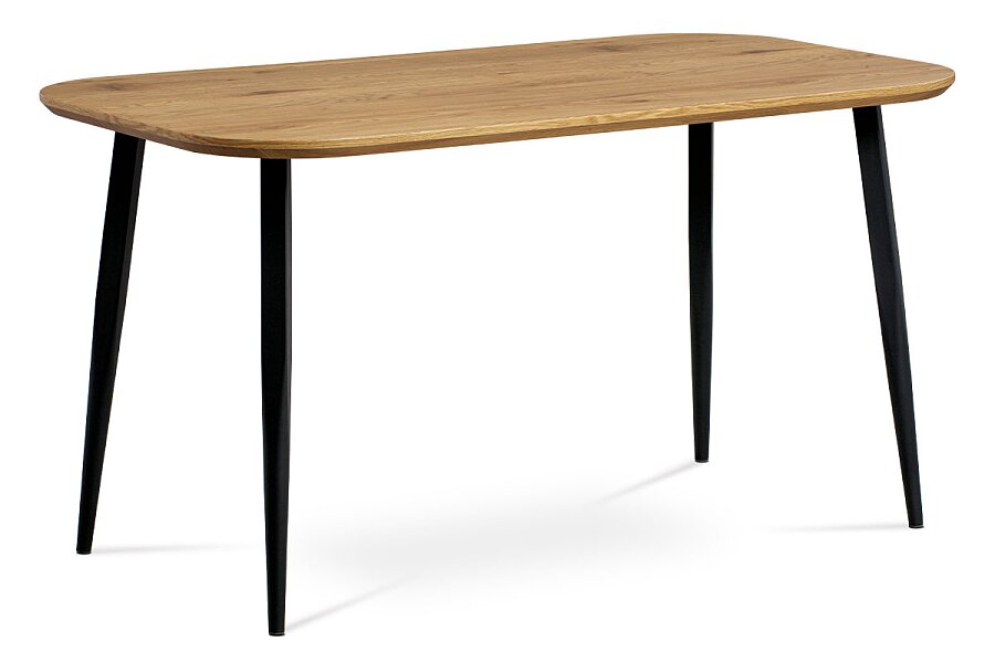 Jídelní stůl, MDF deska 3D dekor dub, kov černá barva