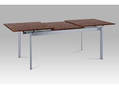 Jídelní stůl rozkl. 160+72x85x76 cm, alu / dýha ořech