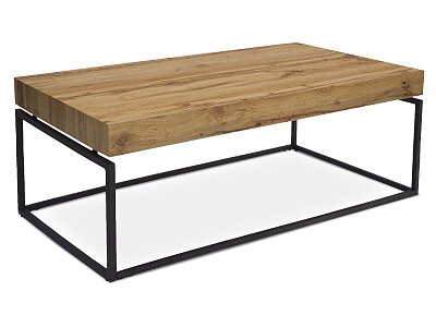 Konferenční stolek, 110x60x43 cm, deska MDF, dekor divoký dub, kov - černý mat