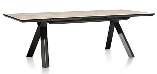 Moderní kombinace masivu a kovu u jídelního stolu 190x100+50 cm