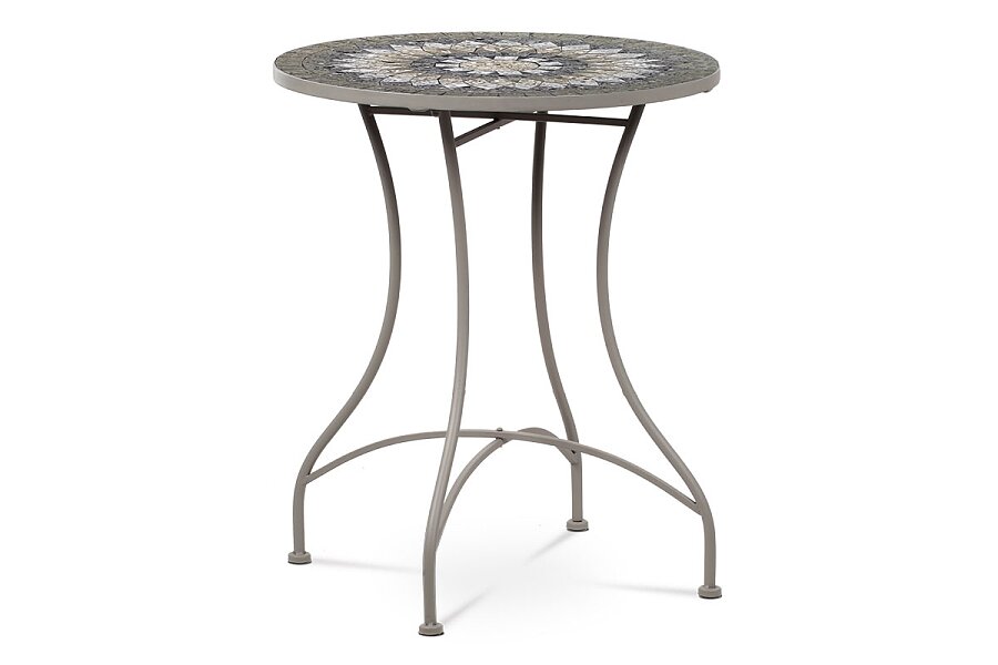 Zahradní stůl, deska z keramické mozaiky, kov, šedý lak (designově k židli JF2220)