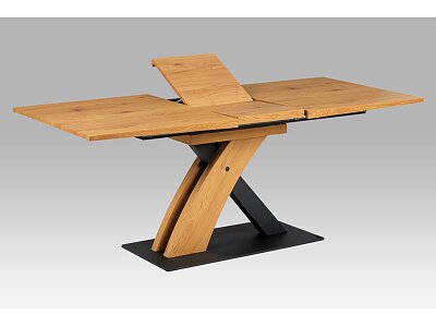 Jídelní stůl 160+40x90, divoký dub MDF, kov matná černá