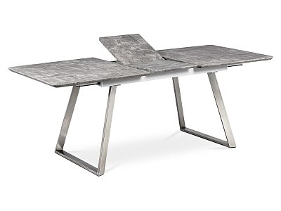 Jídelní stůl 160x90cm s rozkladem 40cm, MDF v dekoru beton, broušený nerez