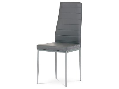 Židle jídelní, šedá koženka, šedý kov