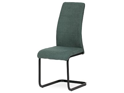 Židle jídelní, zelenomodrá látka, kovová pohupová podnož, černý kov