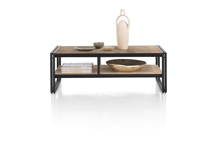 Moderní stolek z dubového masivu a kovu