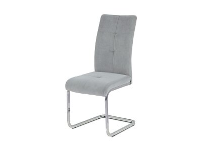 Jídelní židle - stříbrná látka, kov, chrom podnož