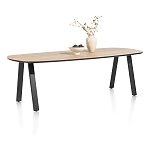 Jídelní stůl 210×100 cm – masiv, dubová dýha, kovová podnož, přírodní odstín