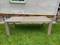 Masivní rozkládací jídelní stůl 160 + 60 cm – dub bardolino, světle šedý odstín.
