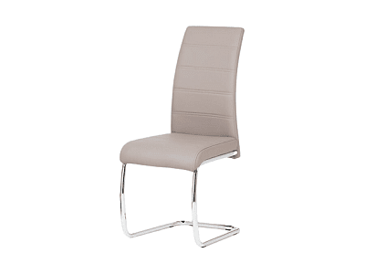 Jídelní židle - chrom / koženka lanýžová