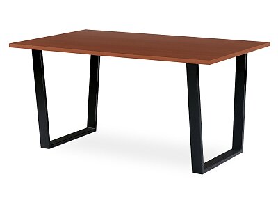 Jídelní stůl 150x90 cm, MDF + dýha tmavá třešeň, kovová podnož, černý matný lak