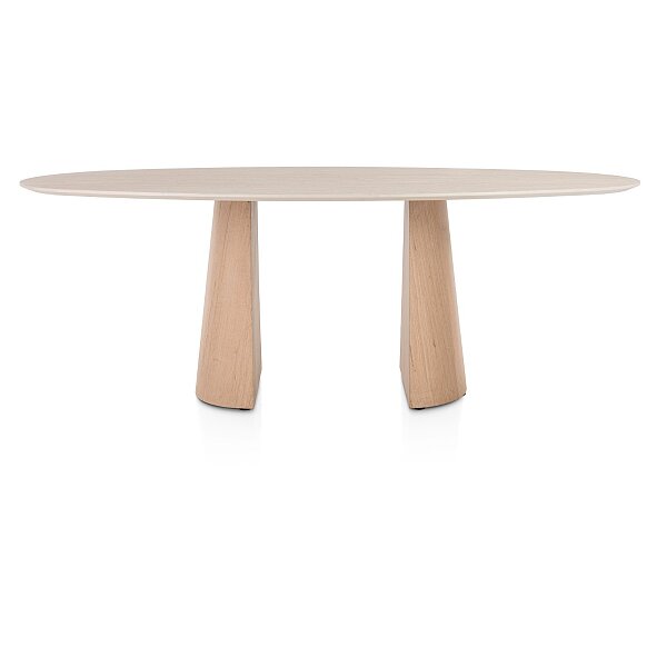 Oválný jídelní stůl 240×120 cm v přírodním světlém odstínu