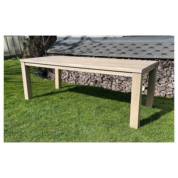Masivní dubový jídelní stůl v šedém odstínu 220x100x77 cm