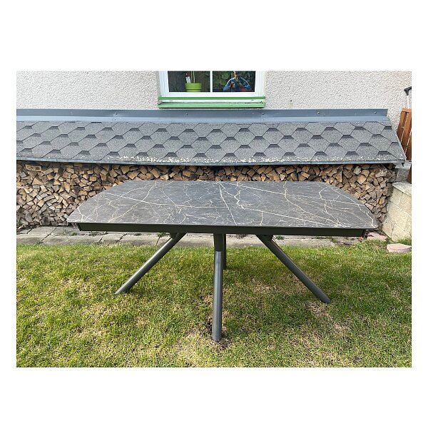 Moderní jídelní stůl - podnoží kov, 160x100x77 cm + 80 cm rozklad