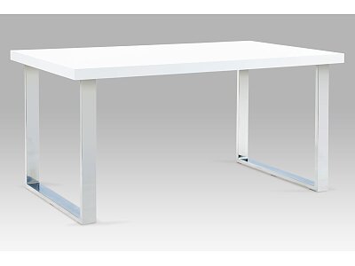 Jídelní stůl 150x90 cm, chrom / bílý lesk