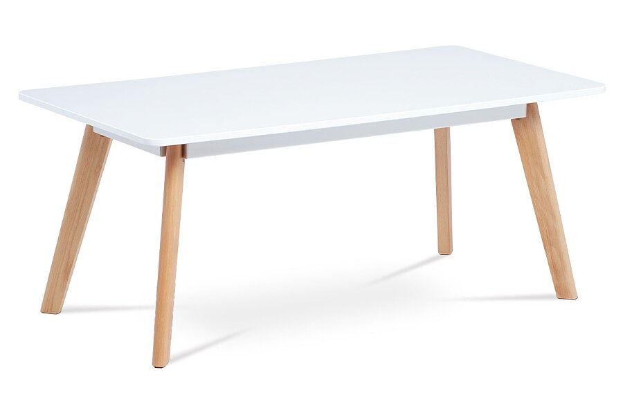 Konferenční stolek 110x55 cm, bílá matná MDF, masiv buk