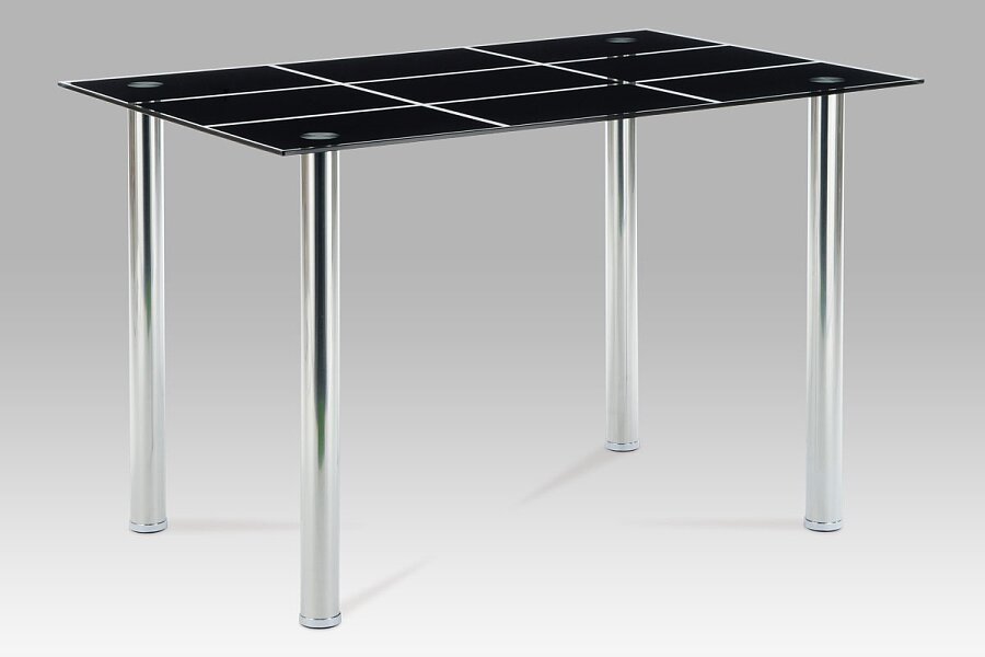 Jídelní stůl 120x80 cm, černé sklo / chrom