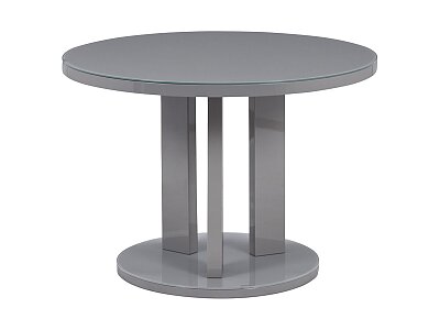 Jídelní stůl pr. 108 cm, sklo šedé + MDF šedá
