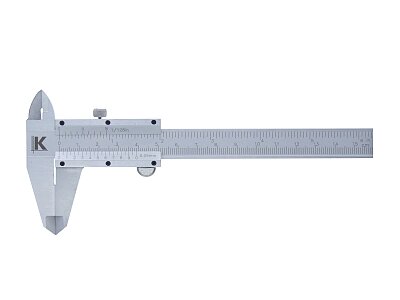 Posuvné měřítko 150mm s hloub. a vnitřním měřením, aretace šroubkem, mm + inch. ČSN 25 1238 DIN 862